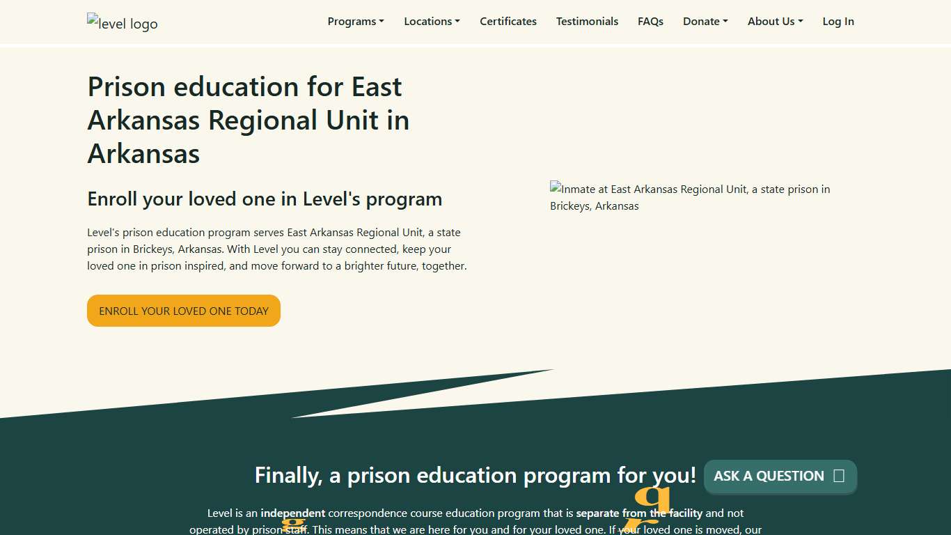 Prison Education For East Arkansas Regional Unit - Level